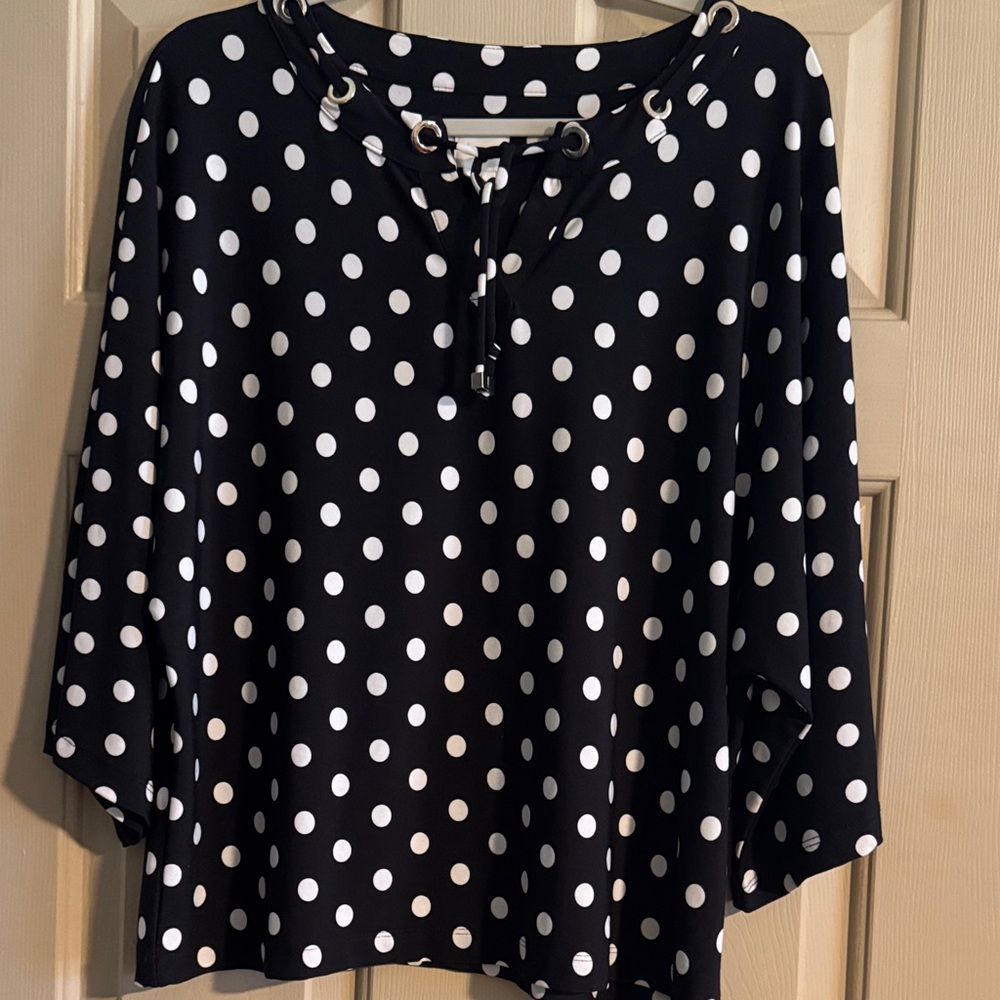 Chico's Black & White Polka Dot Lace-Up Tunic